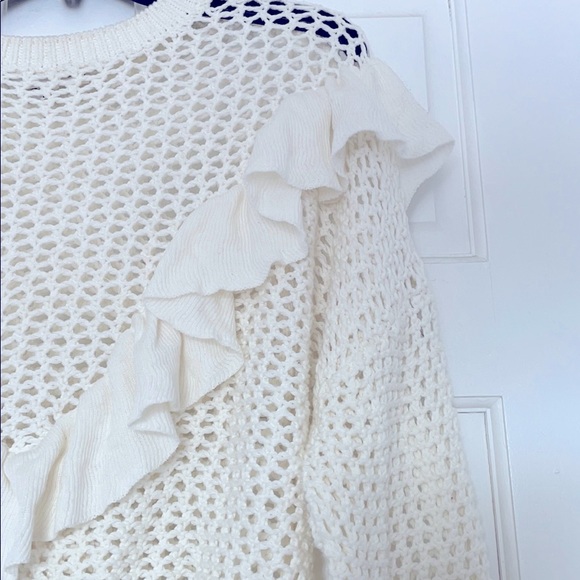 Open-Knit Ruffle Sweater, Sz M - Picture 3 of 4